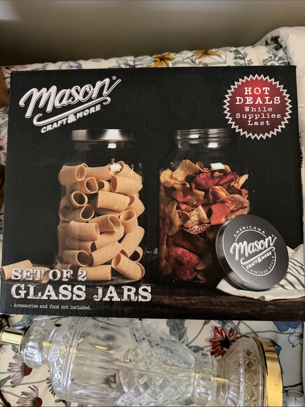 Mason Clear Glass Jar Set of 2 with Silver Lids